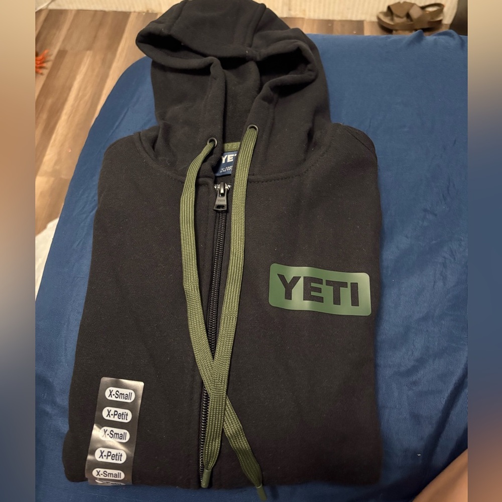 YETI Black Hoodie with Subtle Green Details